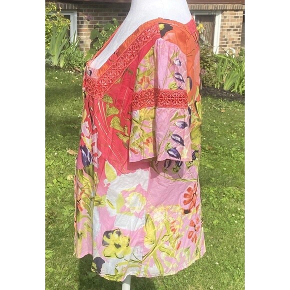 Womens Harve Bernard Sz XL Colorful Ruffle Short-Sleeve Cottagecore - Picture 3 of 16